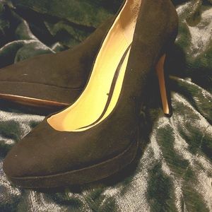 Black suede heels